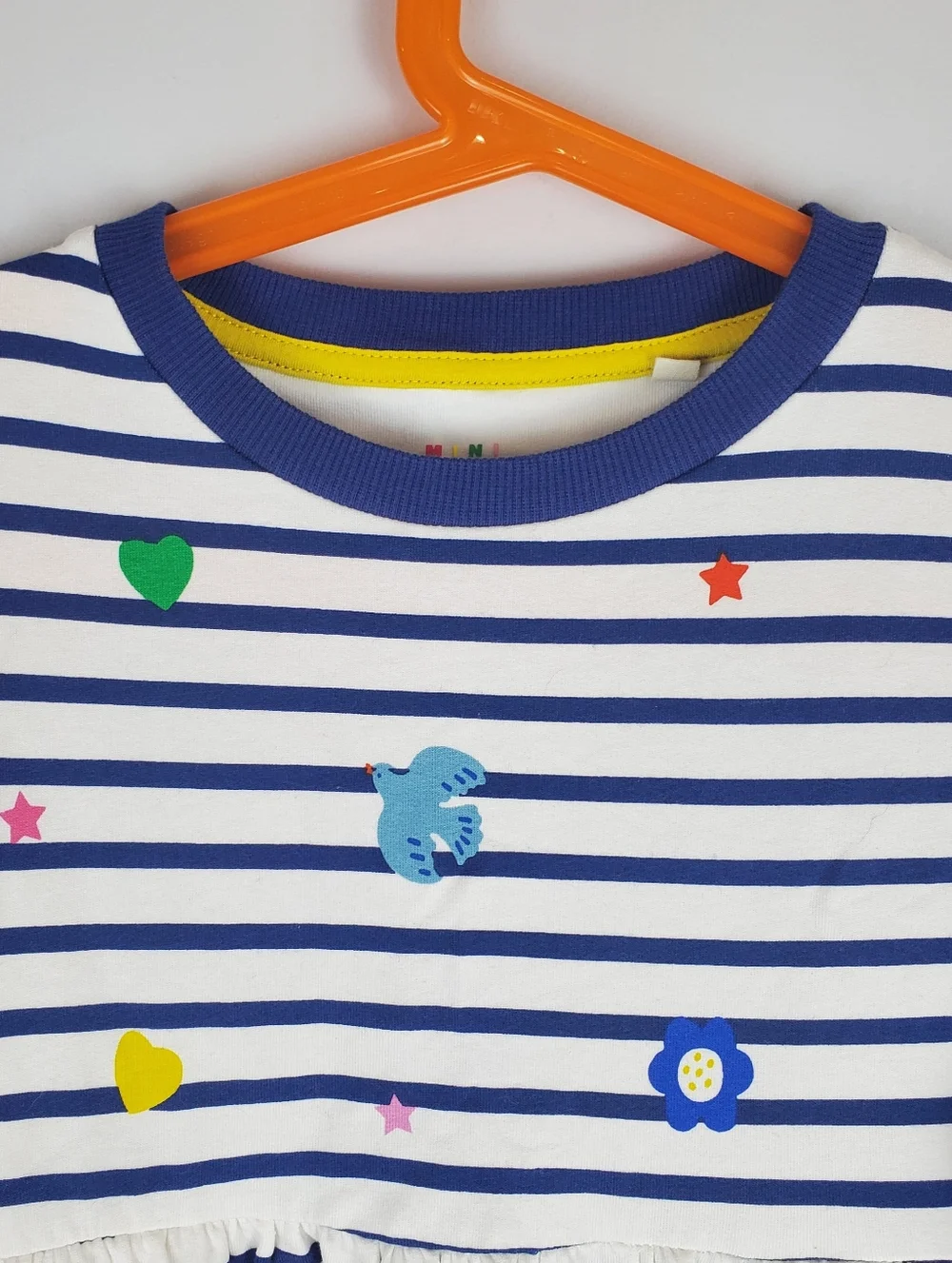 Mini Boden Tiered Sweatshirt Dress Navy/ Ivory Stripe Size 6-7Y